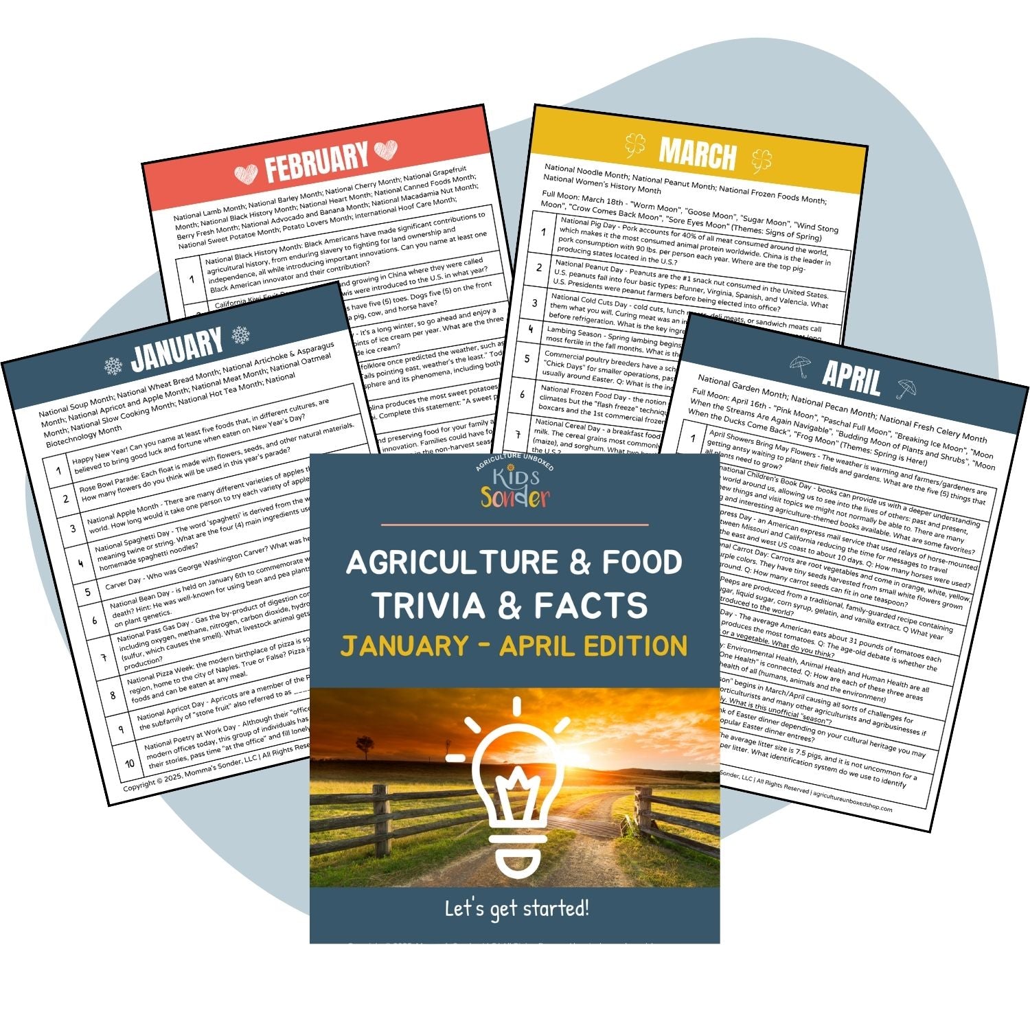 Agriculture Food Trivia and Facts Printable 120 questions