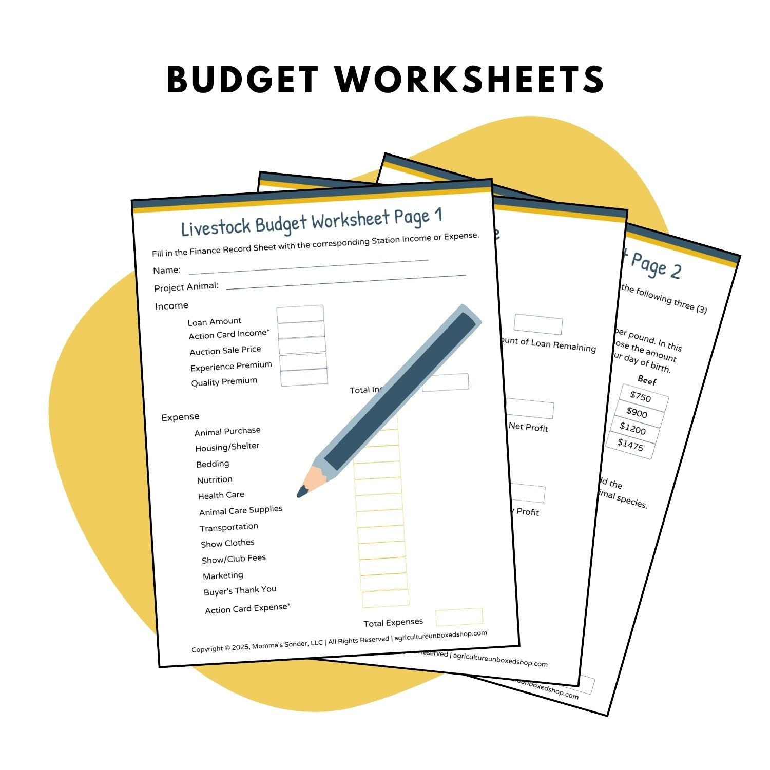 Livestock Budget Worksheets